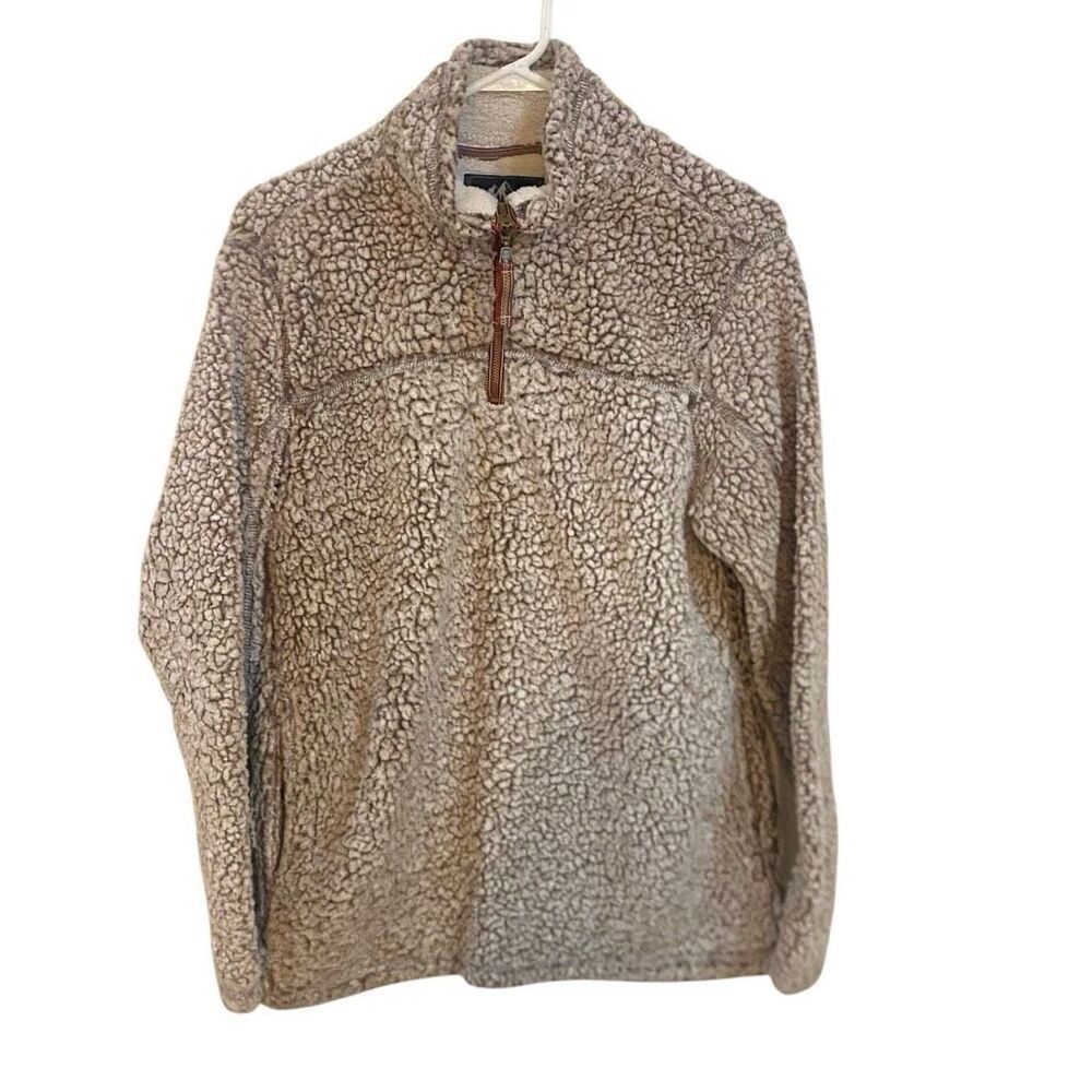 Grizzly Sherpa small 3/4 zip brown tan pockets
